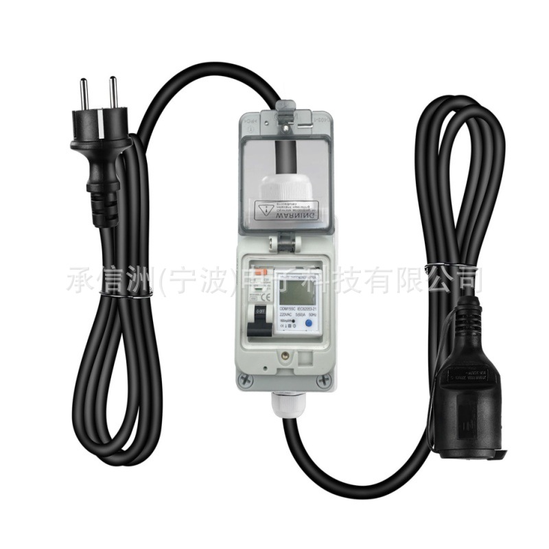 便携式液晶数字电表带断路器和复位230V功耗表电源用于房车电动汽