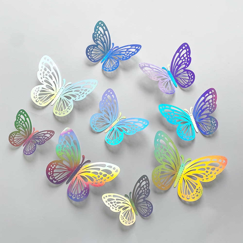 3D Colorful Cut Out Stereo Butterfly Wall Stickers Ins Style Balloon Decoration Wallpaper Birthday Wedding Party Scene Layout