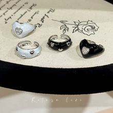 韩国博主新款爱心宽版戒指小众设计甜酷个性复古可爱食指戒指环女