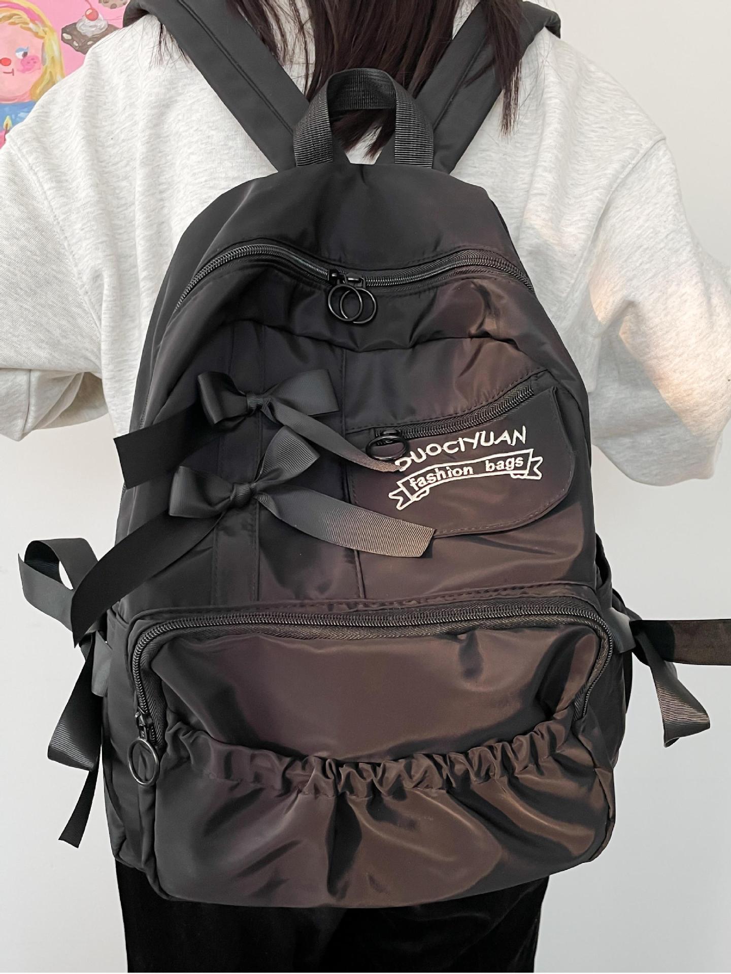 Bolsa escolar de estudiantes universitarios de gran capacidad de mujeres, mochila de la escuela secundaria de color sólido, mochila universitaria
