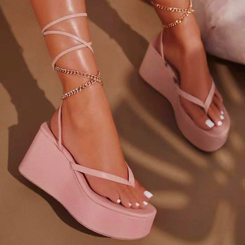 Sandals, metal-accent platform, summer style, sizes 36–43 (plus-size friendly)