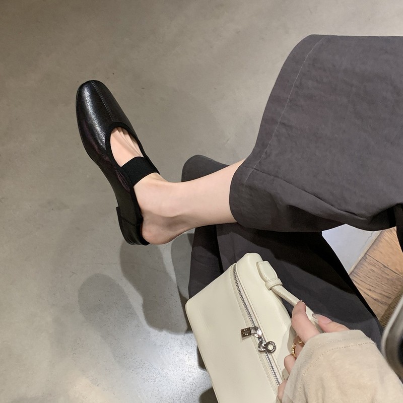 葡萄妈同款现货~ 羊纹法式圆头弹力带百搭舒适玛丽珍鞋女春夏|undefined
