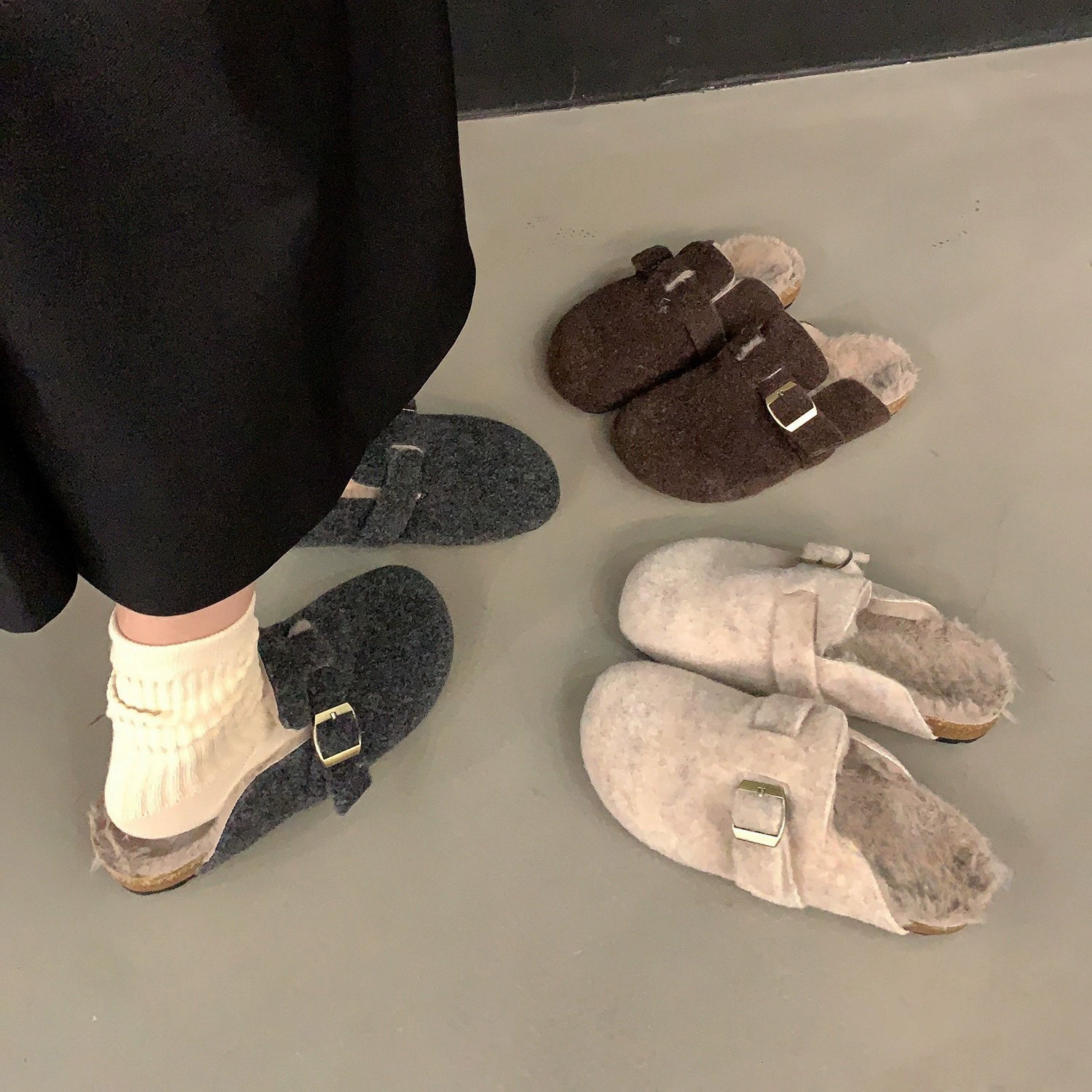 Толстая шерстяная обувь плюс бархатная теплая хлопчатобумажная обувь