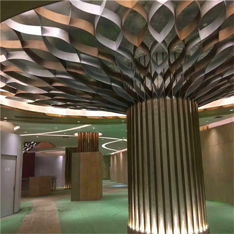 厂家生产树状花瓣铝方通天花弧形波浪铝板天花吊顶八卦图金属方通