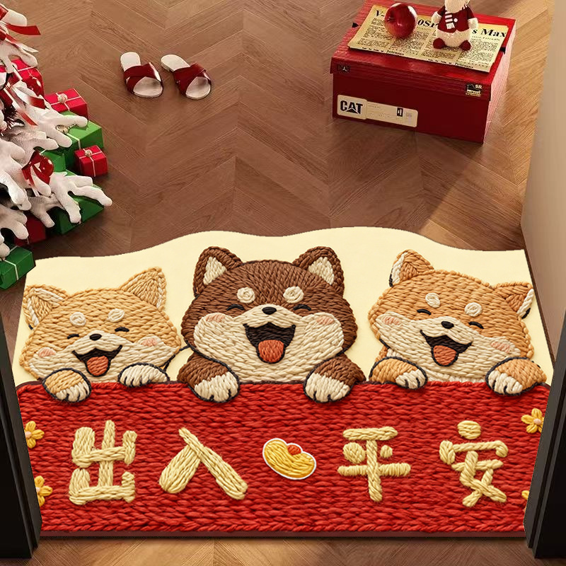 入户门水晶绒地垫卡通耐脏耐磨防滑地毯家用门口易打理脚垫家居