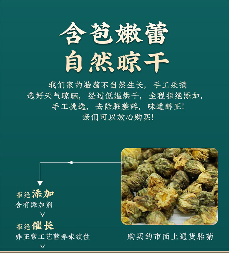 Tai Ju Chrysanthemum Tea Buds Tai Ju Hua Dried Flower Tea 500g Loose Bulk Herbal Tea quality and texture