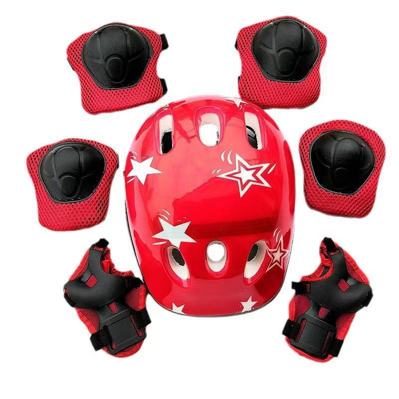 Children's Adjustable Helmet Bicycle Skateboard Skates Helmet Protective Gear 7-Piece Set Cheap Style