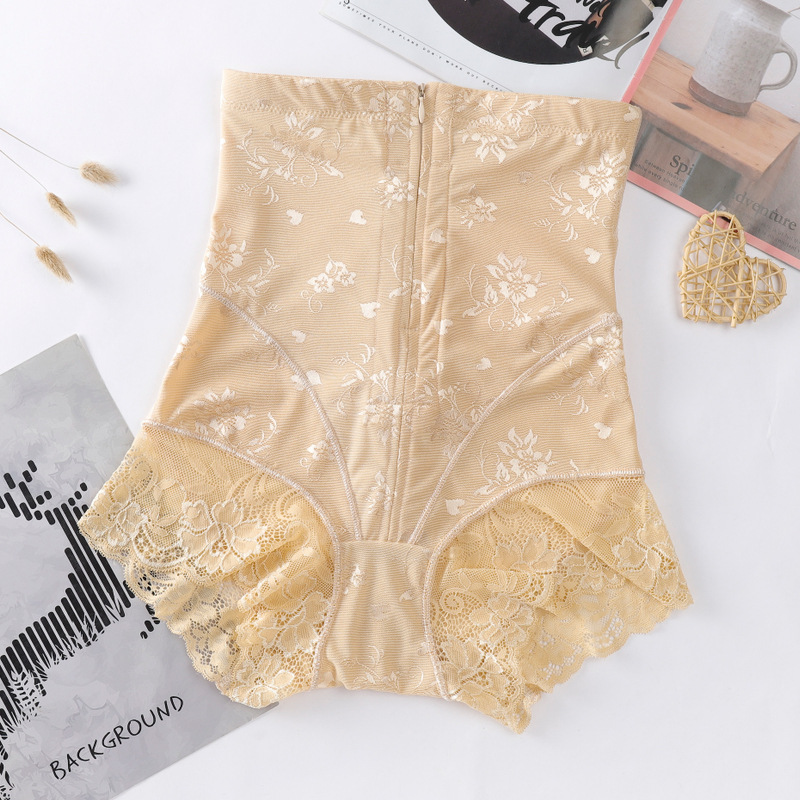 Pantalón Moldeador de Encaje con Cierre de Cintura Alta de Nylon, Proteja la Cintura, Levante las Caderas para Postparto