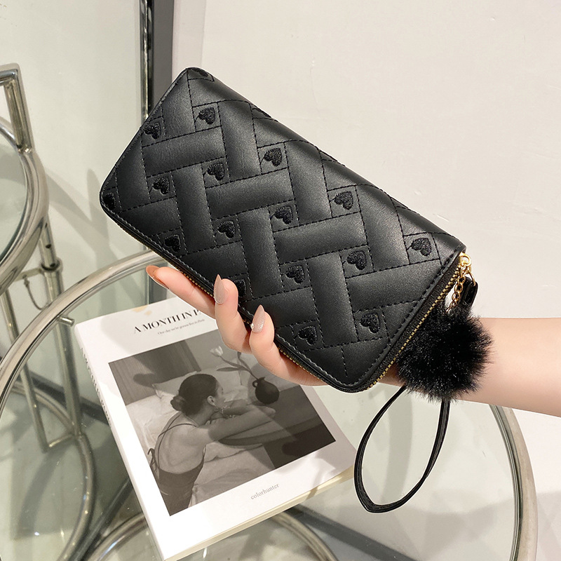 Long Women's Wallet Spring And Summer Simple Double Zipper Embroidered Wallet Clutch Card Holder Coin Purse