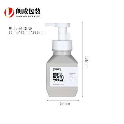 HDPE botella de espuma cuadrada desinfectante de manos botella de gel de ducha botella cosmética botella de espuma de limpieza