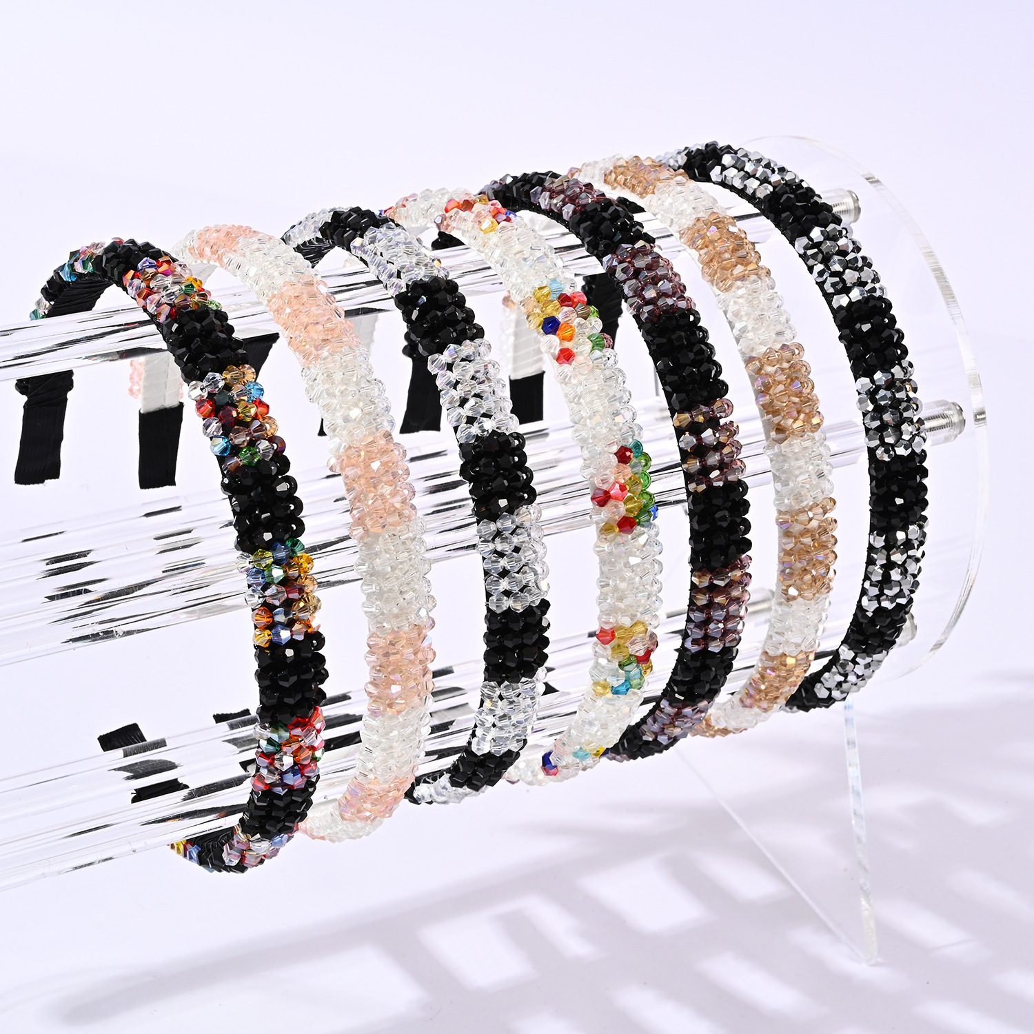 120g Weight Hair Band Hair Accessories Type Retro U Shape Stripe Crystal Hair Band 1 Piece
