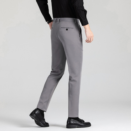 Spring and Autumn European and American Business Suit Men's Pants Straight Slim Men's Casual Pants No Ironing Solid Color Korean Pants Men's Thailand