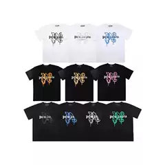 Palm Angels Broken Bear Reaper T-shirt for Men - Digital Print, Five-Point Star, Baggy Couple Style