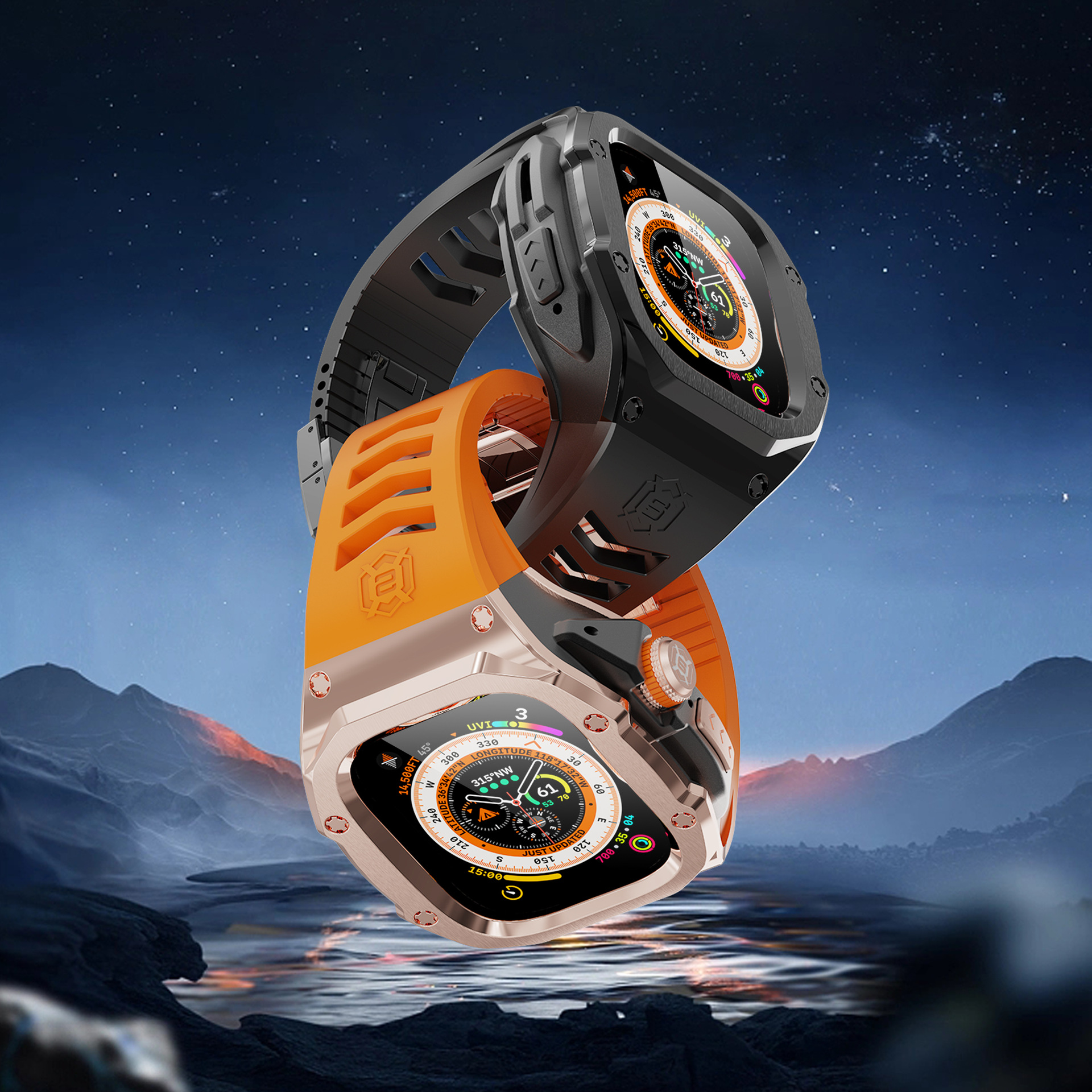 Moda transfronteriza 44/45 Apple Applewatch reloj Ultra49mm personalidad metal modificado caja protectora cinturón