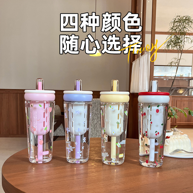 Summer New Dopamine Plastic Cup for Girls Tea Water Separation Fruit Tea Straw Cup Outdoor Portable Travel Cup