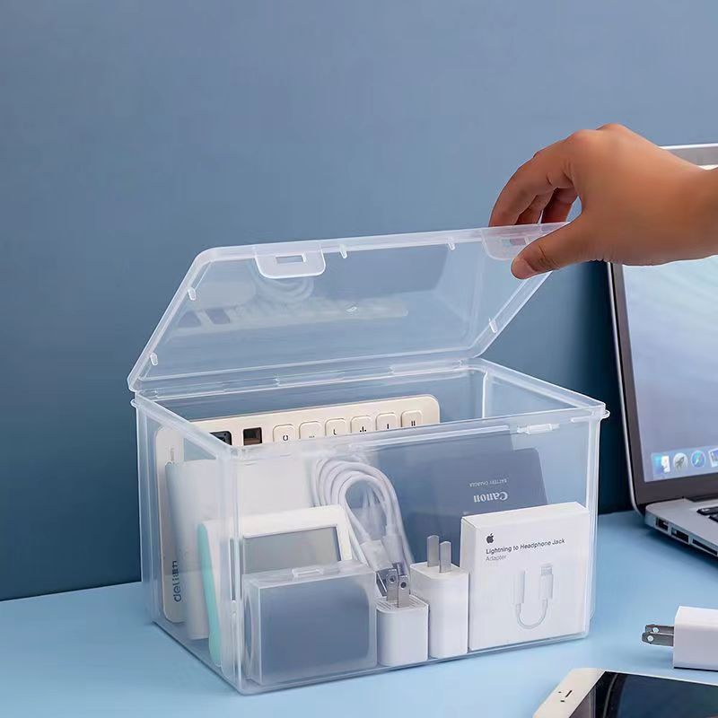 多機能収納ボックス家庭用デスクトップ収納神器透明プラスチック収納袋防塵カバー付き収納ボックス|undefined