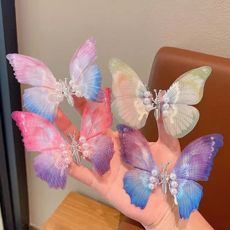 Mariposa flexible hecha a mano horquilla para Niños Accesorios para el cabello estilo antiguo mariposa móvil para niñas Linda horquilla de estilo chino