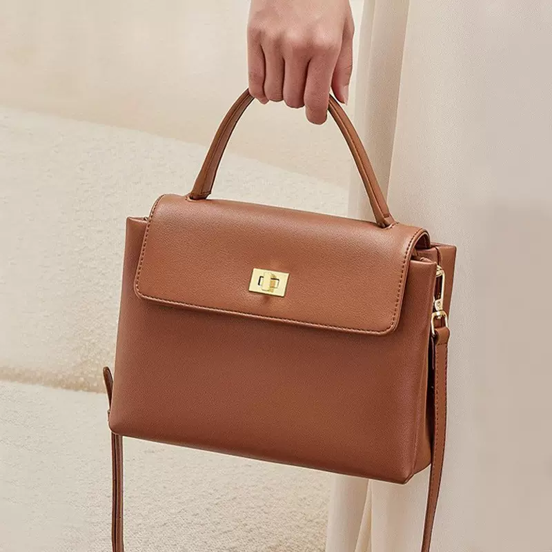 质感软牛皮手提包夏季新款复古小方包百搭时尚单肩包斜挎女包女士