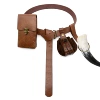 CST061-2BR (brown mobile phone bag + belt + key chain + small waist bag + horn cup)