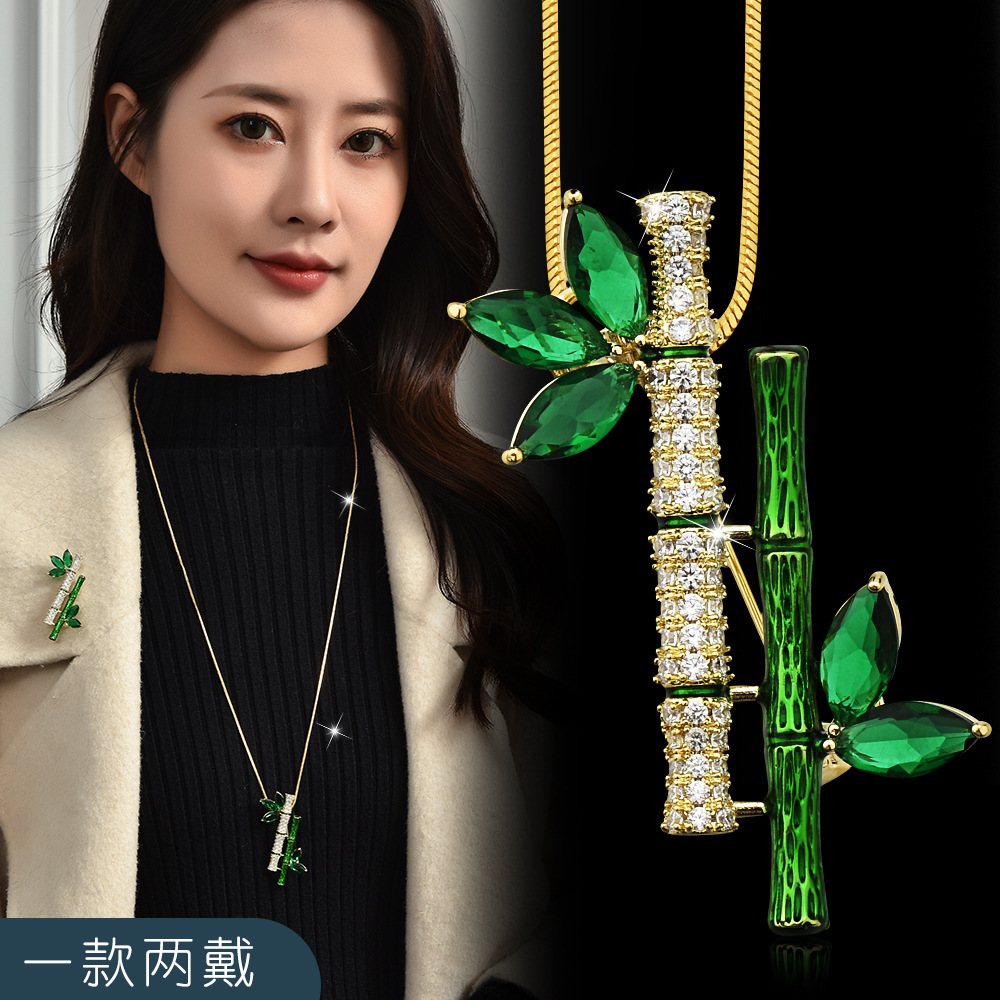 Demi-season bamboo long necklace