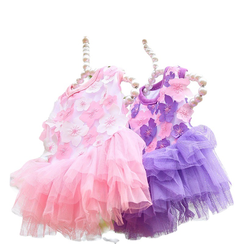 Ropa de falda de flor de melocotón para perros y gatos, Teddy Bichon, suministros para mascotas, fabricante de ropa para perros al por mayor