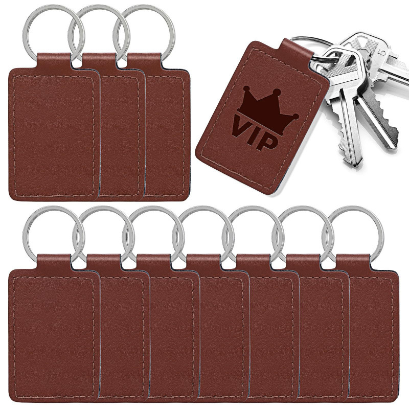 Cross-Border E-Commerce Specializes in Pu Leather Keychain Pendants, Tags, Gifts, Laser Marking and Printing
