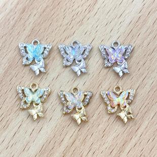 DIY Jewelry Accessories Fresh and Sweet Stereo Colorfulful Butterfly Pendant Handmade Earrings Bracelet Alloy DIY Accessories