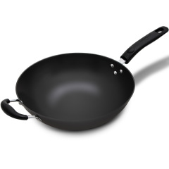 T9J5批發真不鏽鑄鐵鍋炒鍋家用無塗層平底電磁爐專用燃氣適用炒菜