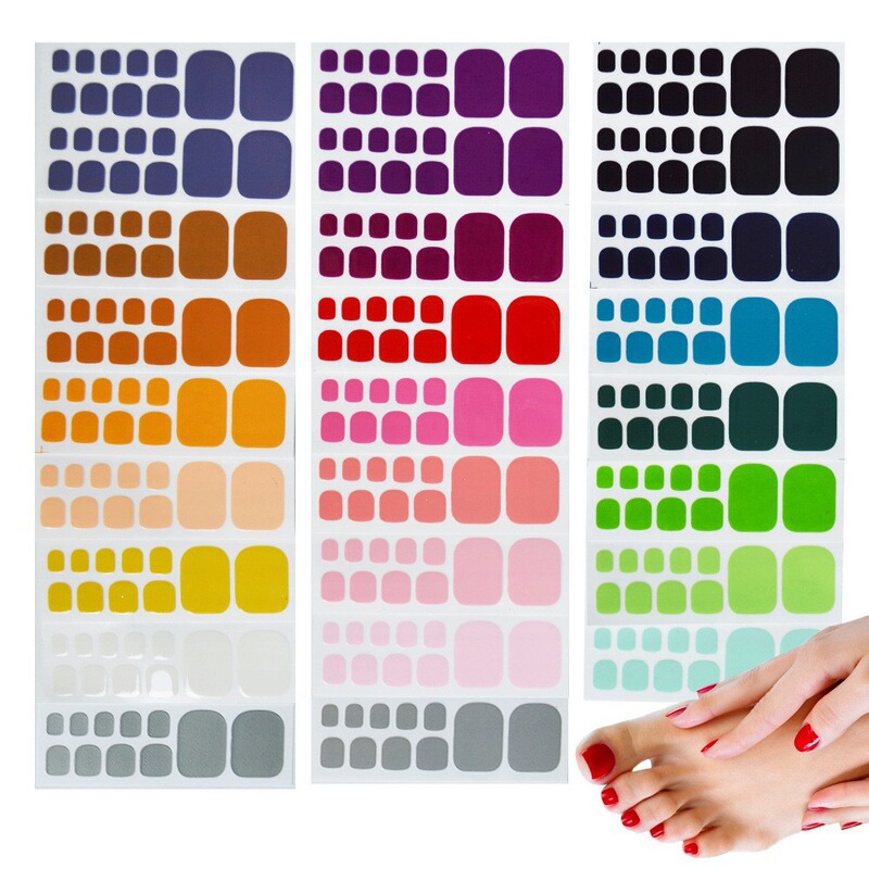 Cross-Border Solid Color Toenail Manicure Full Set, No-Bake DIY Single Color Toenail Stickers, Simple Stickers, Wholesale in Stock