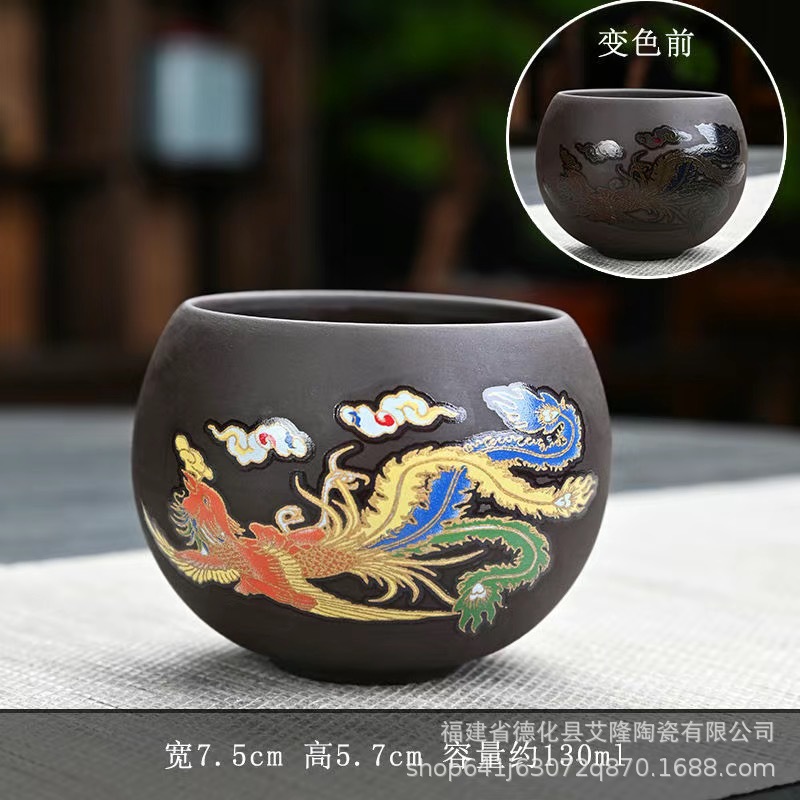 Tazas de té de arena púrpura de cerámica con regalos de decoloración de calor tazas de té de oficina de gran capacidad tazas de té personales tazas de té