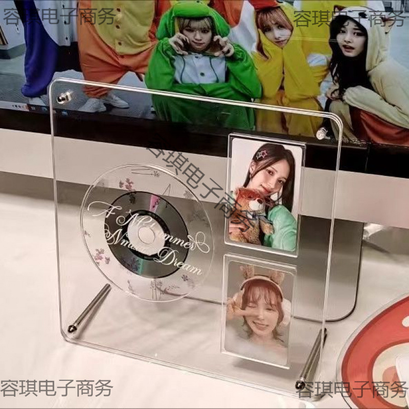 Card Brick Transparent Acrylic Record Photo Frame Groove Cd Postcard Storage Box Display Stand Album Desktop