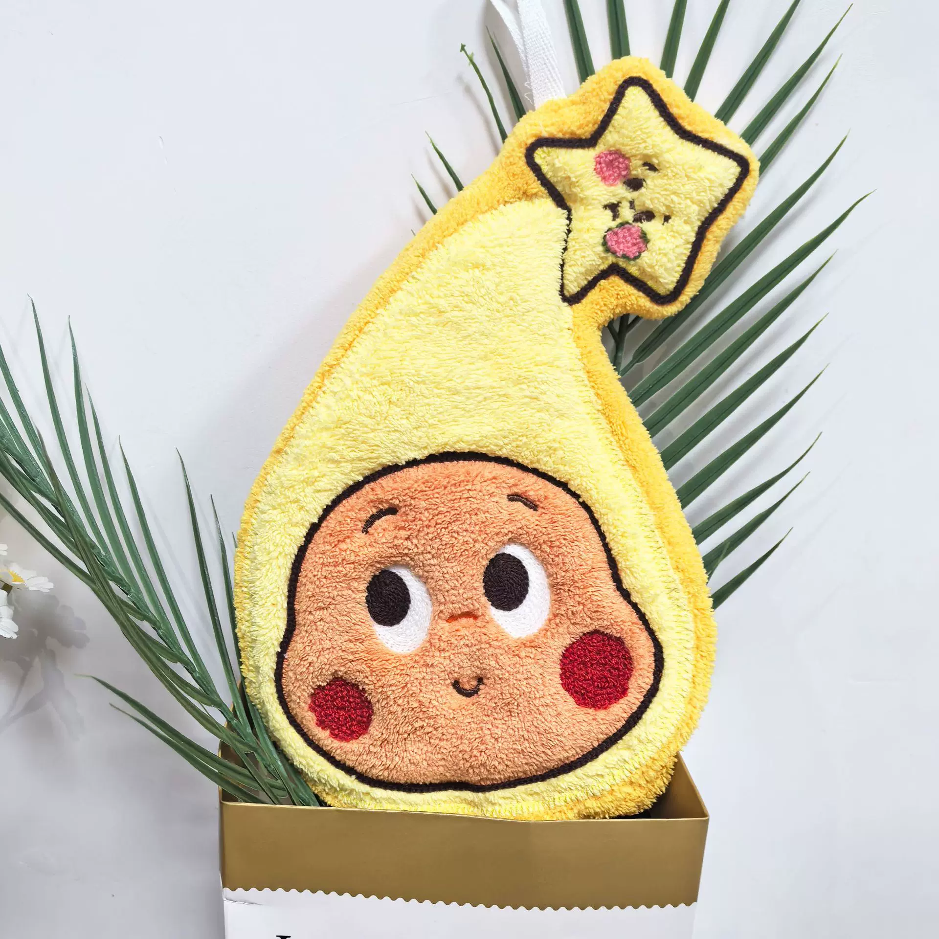 星星人可爱卡通擦手巾加厚挂式吸水速干卫生间儿童手帕厨房抹布