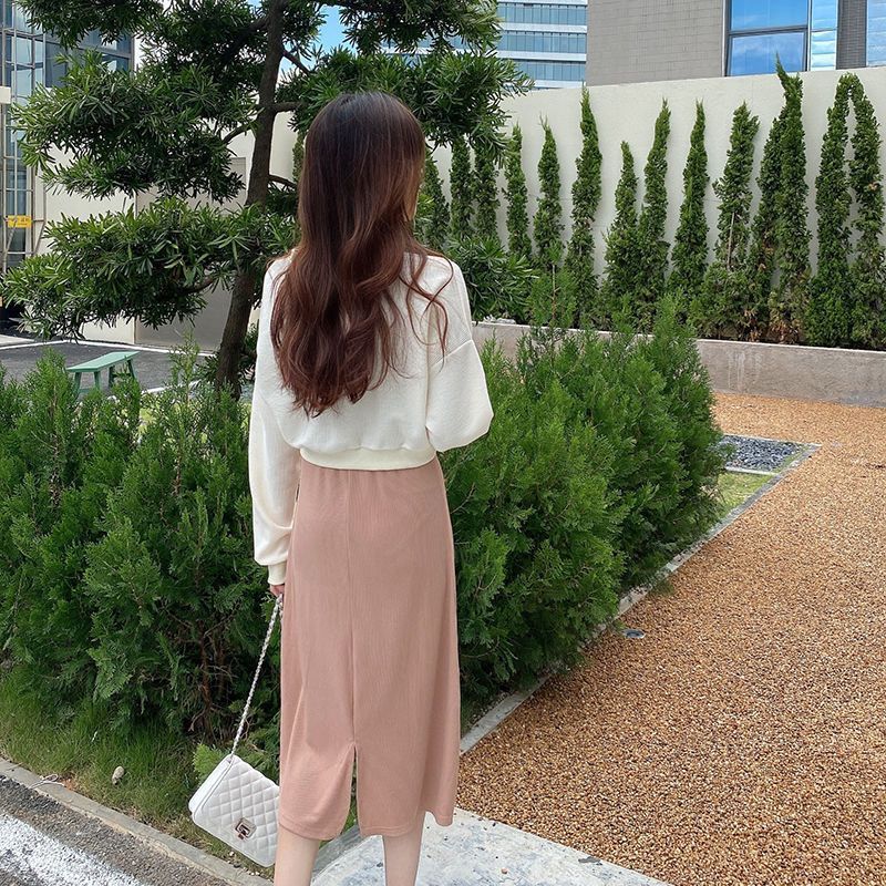 哺乳期套装裙两件套春秋款喂奶衣服外出母乳显瘦背带卫衣连衣裙子|undefined