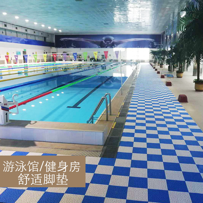 Swimming pool floor pebble mat, bathroom interlocking comfort mat, shower area non-slip, non-clogging drain footpad