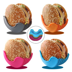 国境を越えた売れ筋シリコンハンバーガークリップ、タッチフリー、脱落防止ハンバーガーホルダー、ハンバーガー固定ボックストレイ