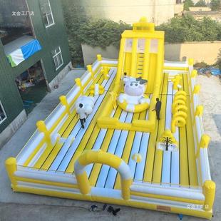 Outdoor inflatable castle children's trampoline outdoor large naughty castle jumping bed stall amusement equipment park silk flower