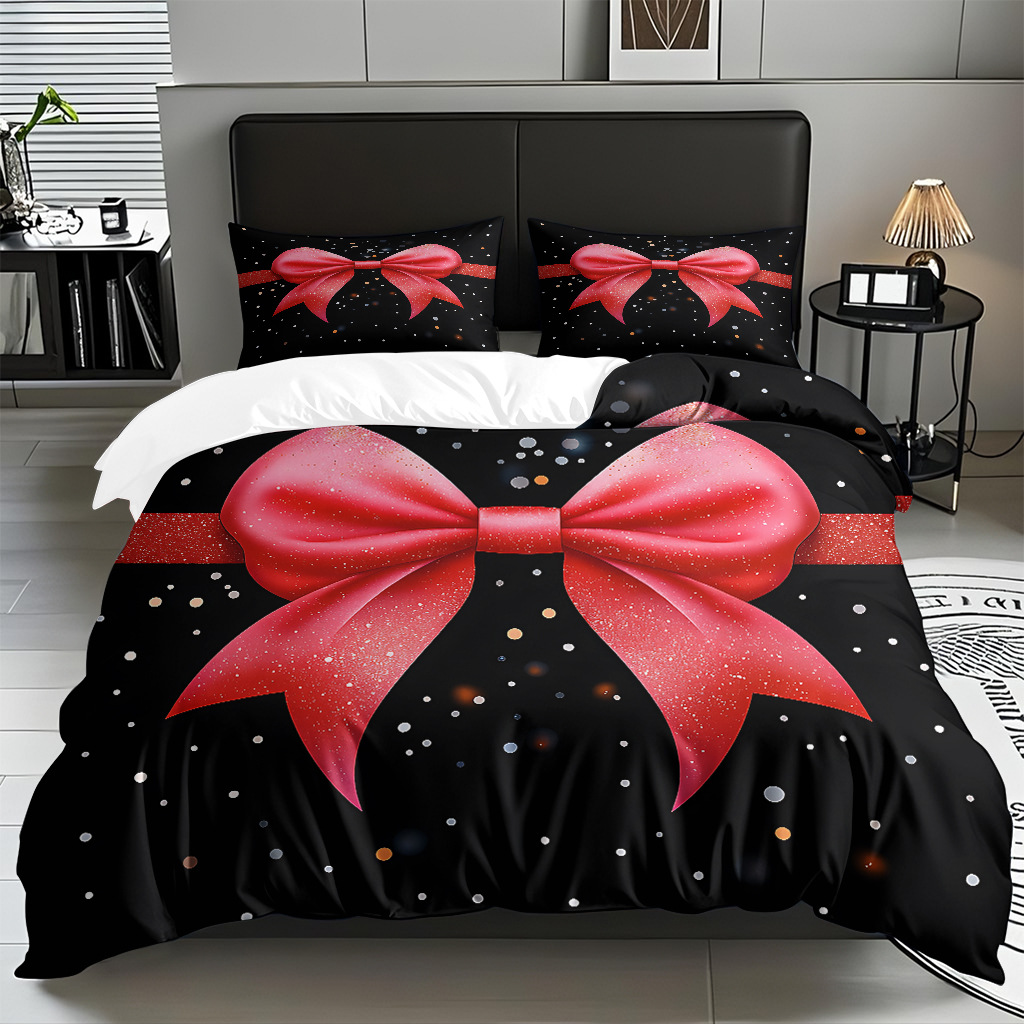 Ins Wind Pink Bow Digital Printed Colchón Set Pillow Cover Comercio electrónico transfronterizo preferido para adaptarse al modo JIT