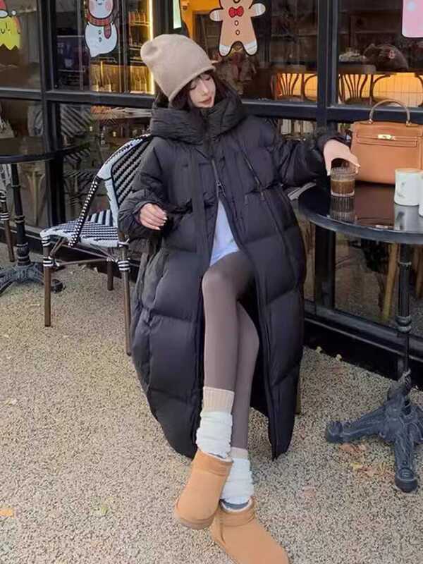 2025新款棉服女中长款韩版大码宽松加厚时尚网红棉衣长款棉袄外套|undefined