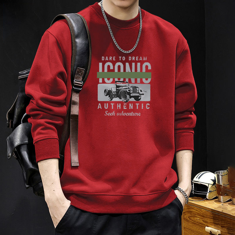 Pesado y camisa de cuello redondo para hombres nueva primavera y otoño marca de moda americana de manga larga chaqueta de otoño para hombres