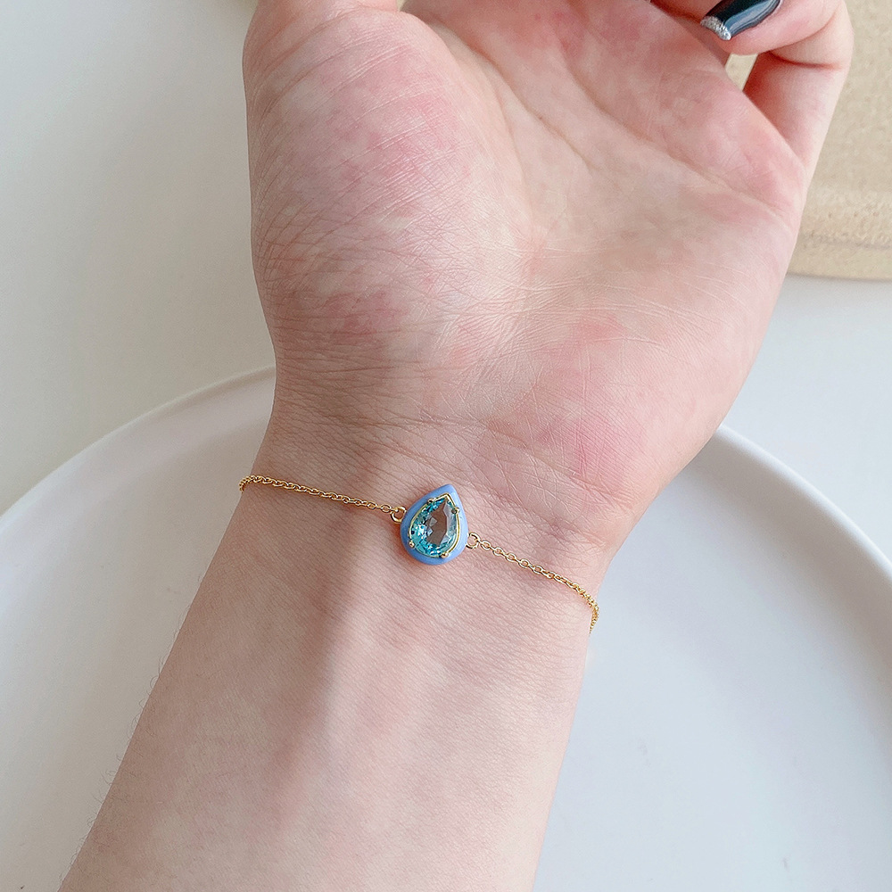 Simple Style Water Droplets Silver Plating Inlay Zircon Bracelets 1 Piece