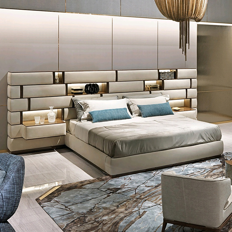 1.8-meter light luxury modern new style master bedroom genuine leather double bed Visionnaire bedroom furniture high-end bed