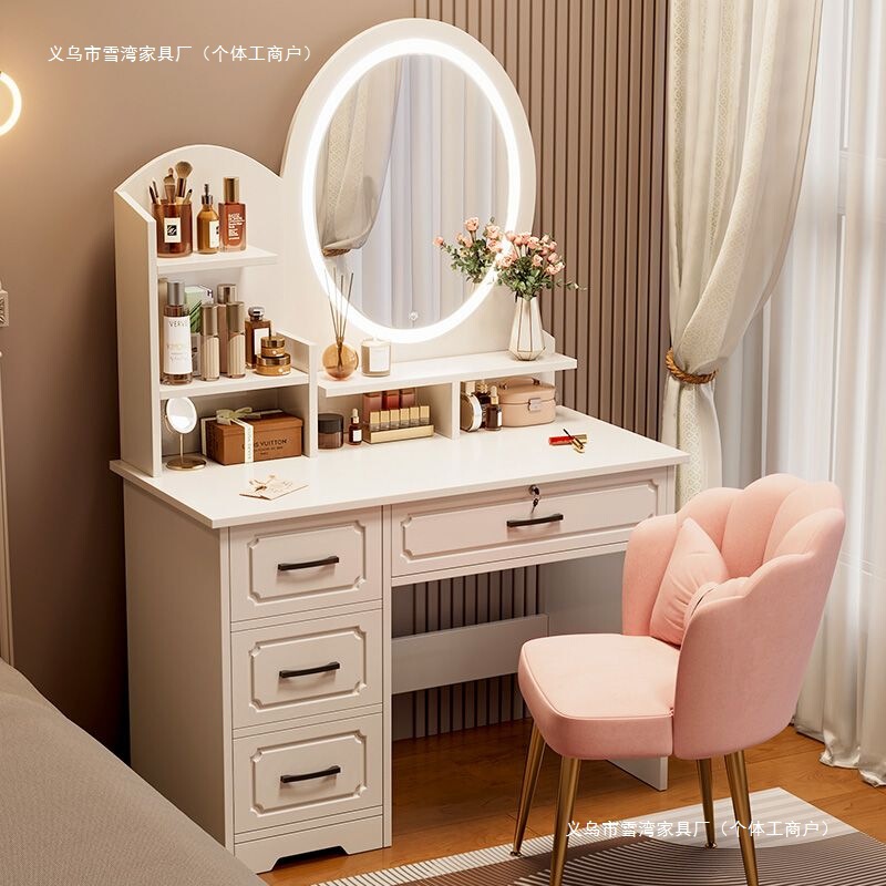 Bedroom dressing table, simple modern master bedroom makeup table, 2025 new model, light luxury makeup table with mirror and storage cabinet