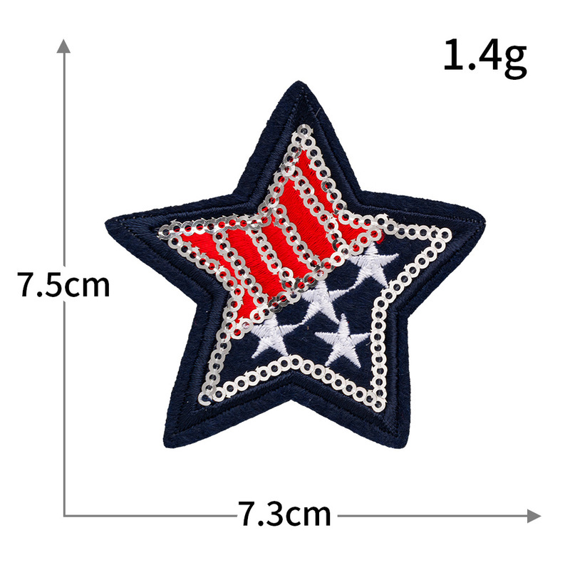 五角星亮片刺繍コンピュータ刺繍布貼りホットメルトアイロン貼り付けdiy服パッチ卸売り|undefined