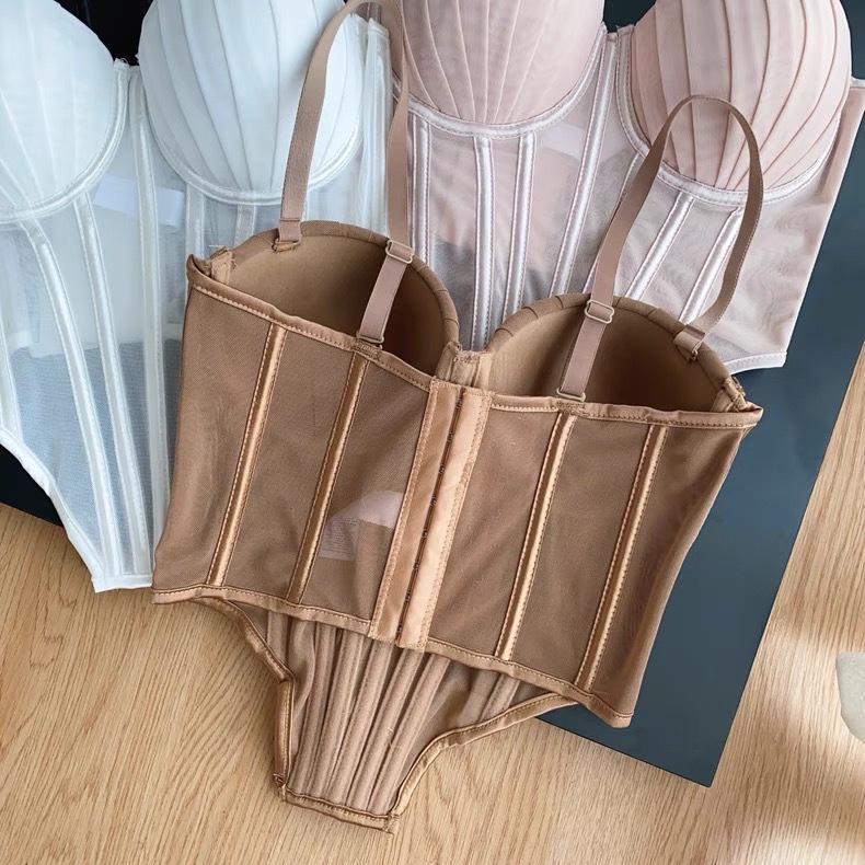 Top camisole senza spalline con stecche e coppe imbottite_voghion.com