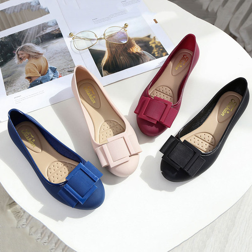Jelly sandals women's summer fashionable outdoor trendy flat-bottomed non-slip mom's thick-soled single shoes shallow mouth closed-toe fairy casual