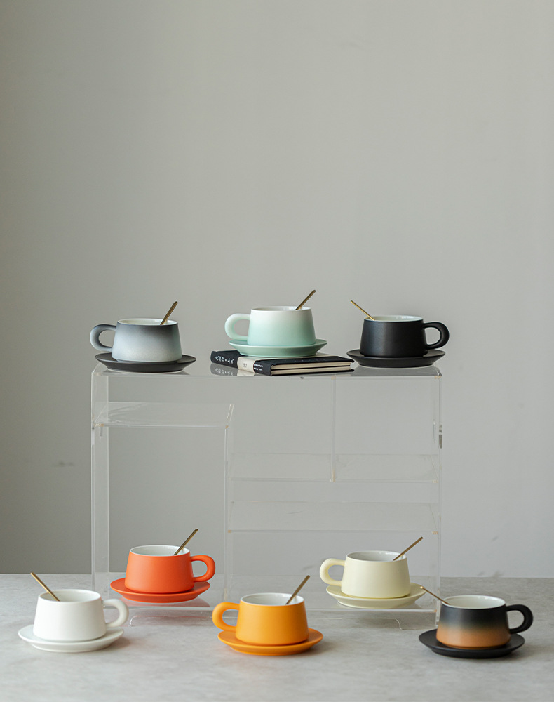Modern Minimalist Ceramic Coffee Cup And Saucer Set_voghion.com