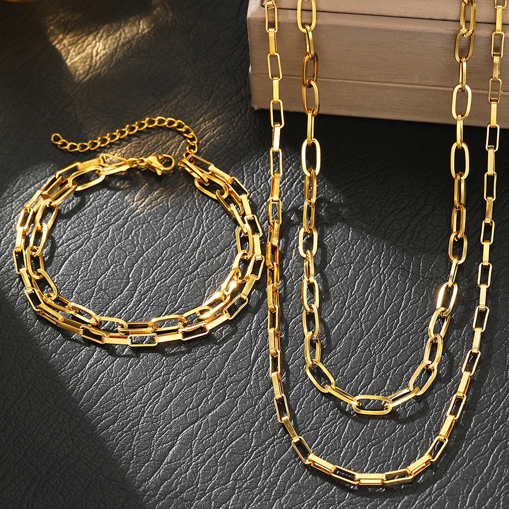 Daily Occasion Wholesale Jewelry Casual Simple Style Solid Color 304 Stainless Steel Stainless Steel Jewelry Sets