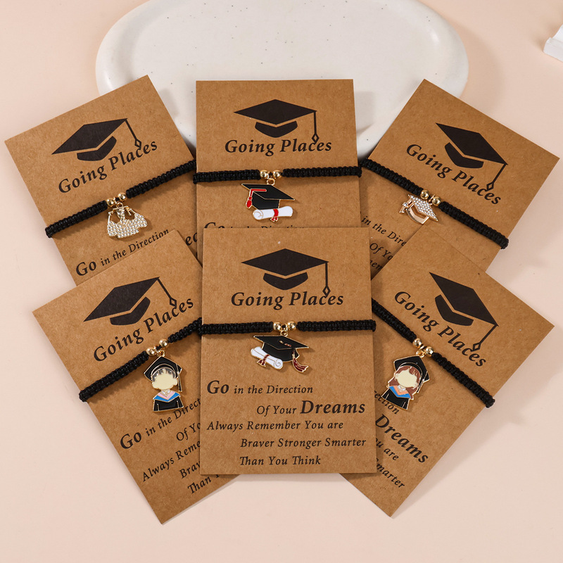 Factory Direct Sales Doctor's Hat Bracelet Cross-Border Hot Sale Graduation Season Bracelet European and American Retro Graduation Season Braided Bracelet