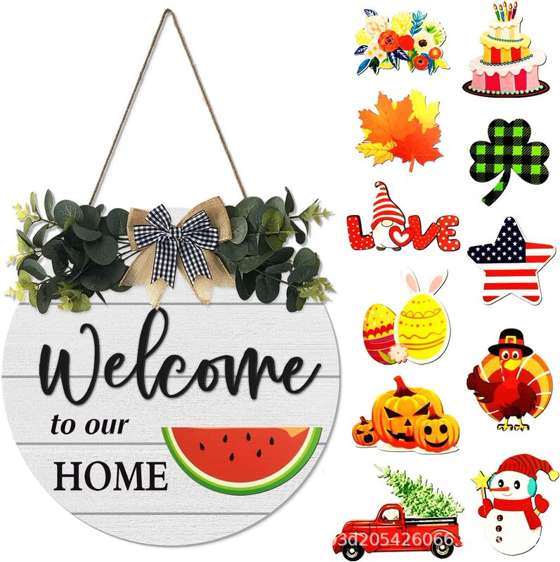 Cross-border new products large interchangeable seasonal welcome signs for front door decoration