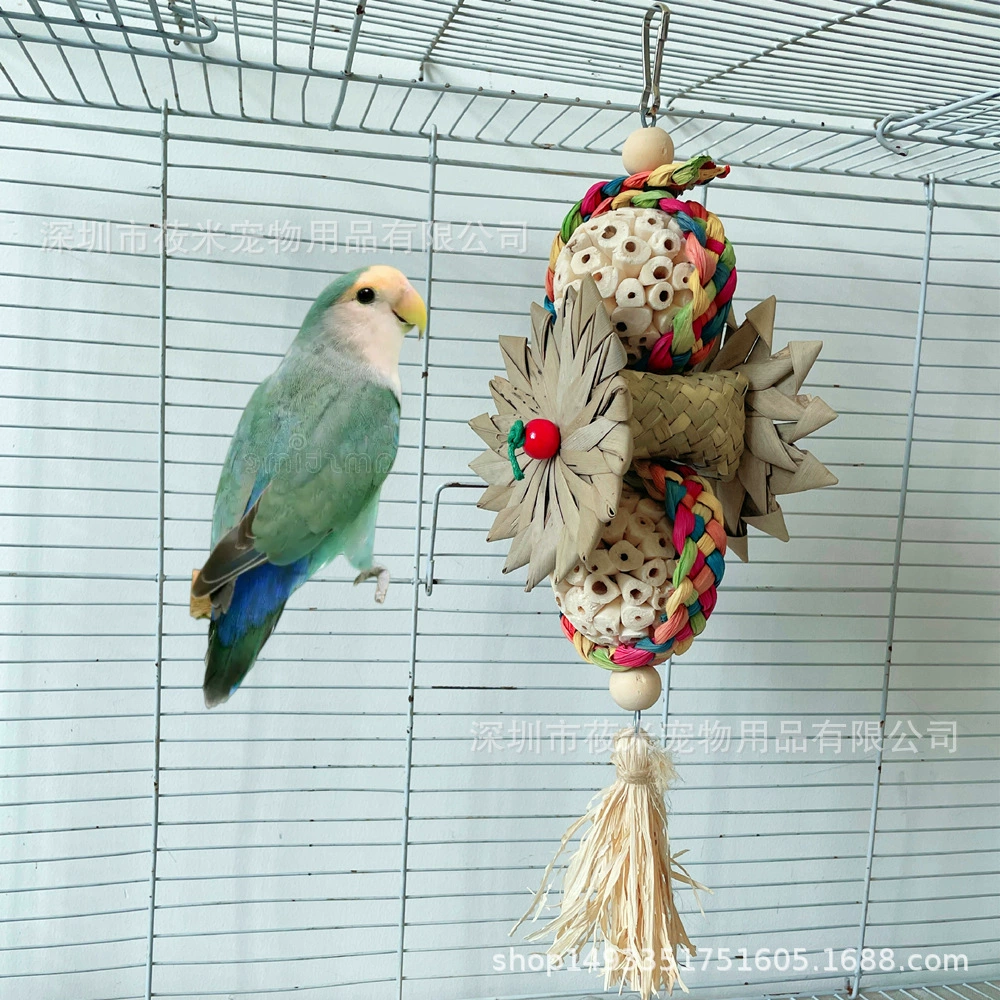 Игрушка-попугай кусает пальмовый лист игрушка для птицы натуральная кукурузная шелуха Мягкий шар кусающий молярный сбрасывающая душная игрушка